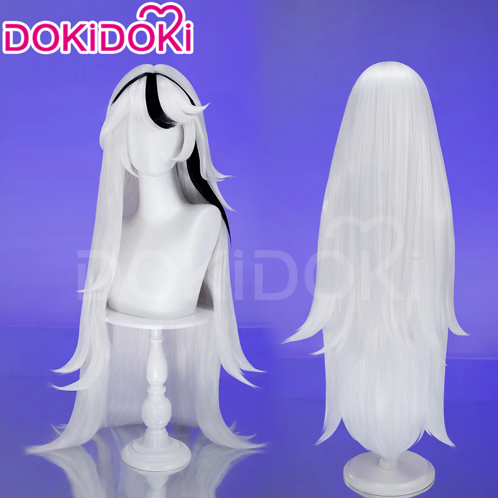 【Ready For Ship】DokiDoki Anime Hell Hotel Cosplay Wig Long Straight White Black Highlight Hair