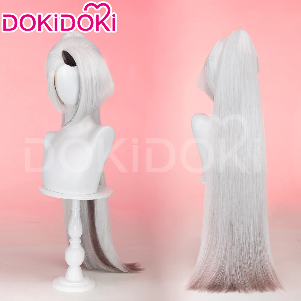 【Long Ver Ready For Ship】DokiDoki Anime Hell Hotel Cosplay Wig Long / Ponytail Straight White Hair / Bow Headgear - Image 8