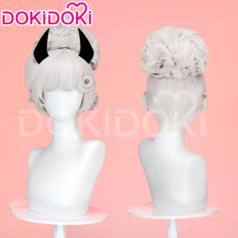 DokiDoki Anime Hell Hotel Cosplay Wig Short Curly White Hair