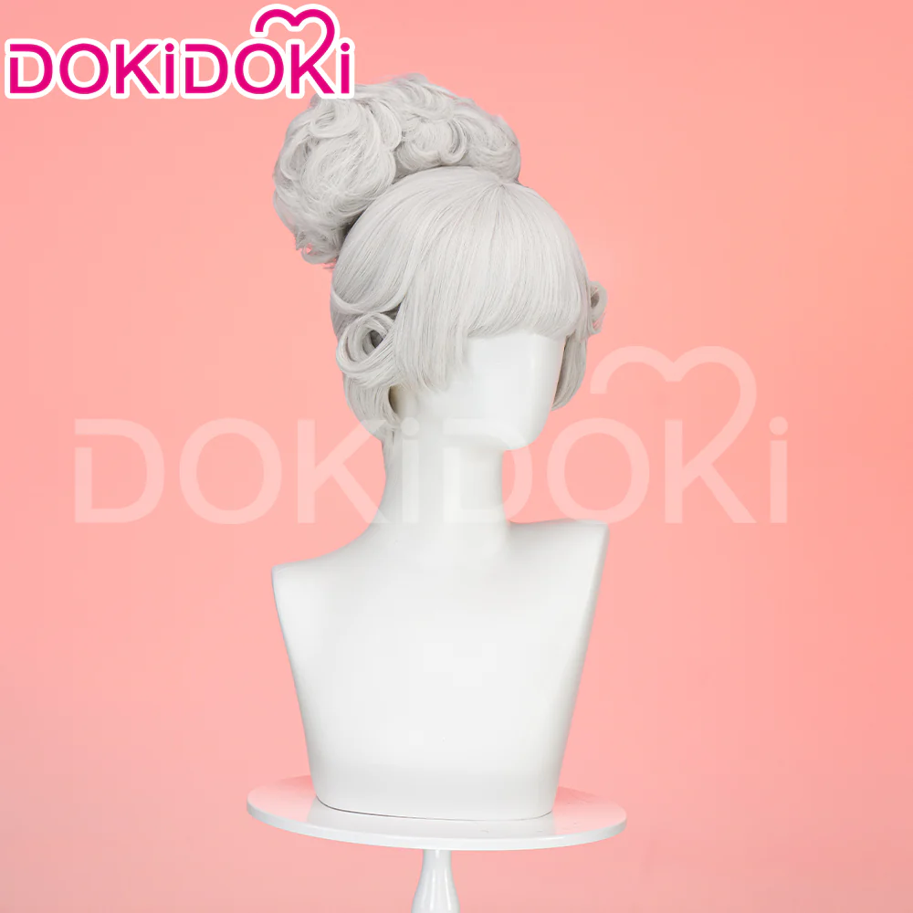 DokiDoki Anime Hell Hotel Cosplay Wig Short Curly White Hair - Image 3