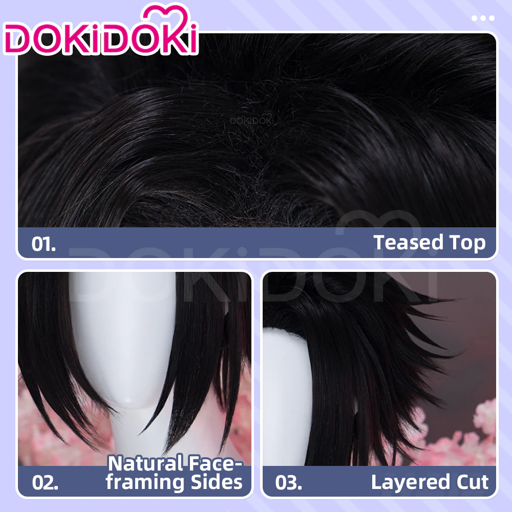 DokiDoki Anime Hell's Paradise: Jigokuraku Cosplay Yamada Asaemon Shugen Wig Short Black Hair - Image 4