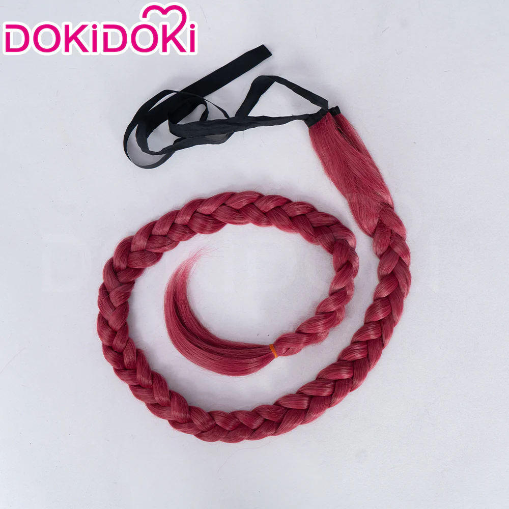 【Ready For Ship】DokiDoki Anime Manga Cosplay Wig Short Red Burgundy Hair Long braid - Image 6