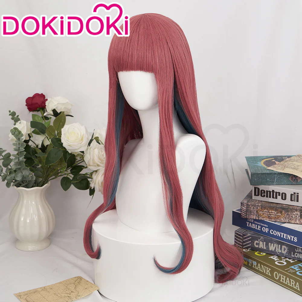 【Ready For Ship】DokiDoki Anime Paradox Live THE ANIMATION Cosplay Anne Faulkner Wig Long Curly Red Blue Hair - Image 2