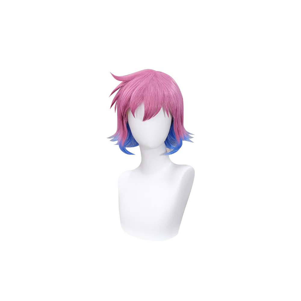 【Ready For Ship】DokiDoki Anime Scott Pilgrim Cosplay Ramona Flowers Wig Short Straight Pink / Blue Gradient Hair - Image 5