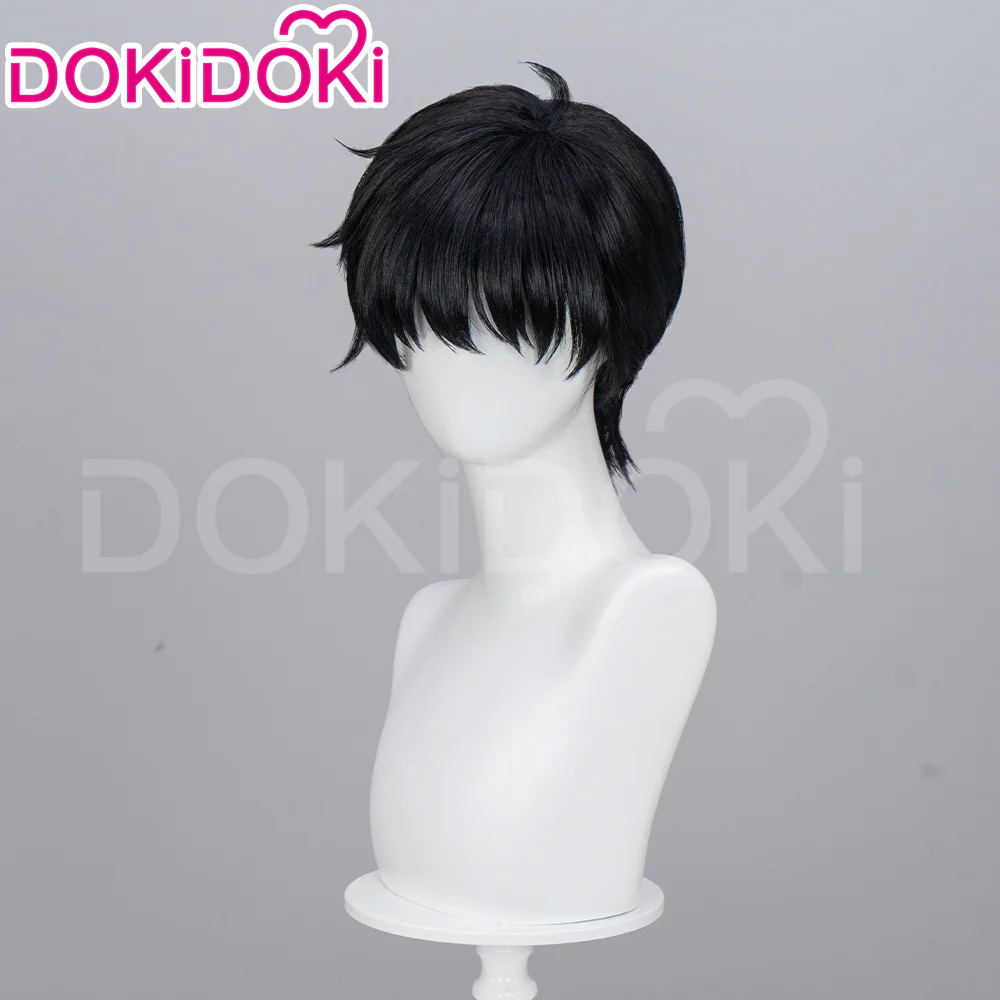 DokiDoki Anime Cosplay  Wig Short Straight Black Hair - Image 2