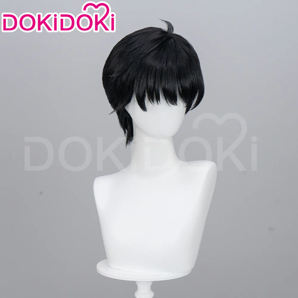 DokiDoki Anime Cosplay  Wig Short Straight Black Hair - Image 3