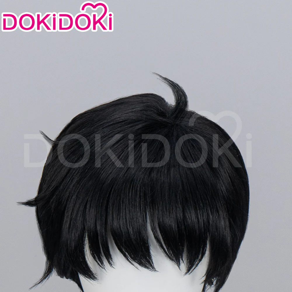 DokiDoki Anime Cosplay  Wig Short Straight Black Hair - Image 4
