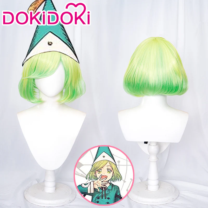 【Ready For Ship】DokiDoki Anime Witch Hat Atelier Cosplay Coco Wig Short Straight Yellow Green Hair