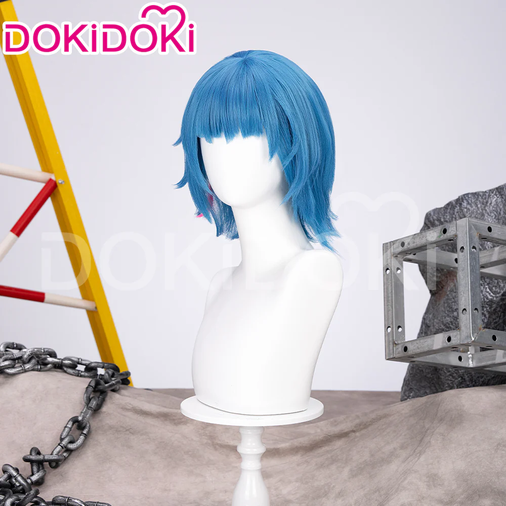 【Partially Ready For Ship】DokiDoki Anime Cosplay Wig / Necklace Short Blue Short / Pigtail / Double Bun Purple Highlights Hair Kids Young Version - Image 10