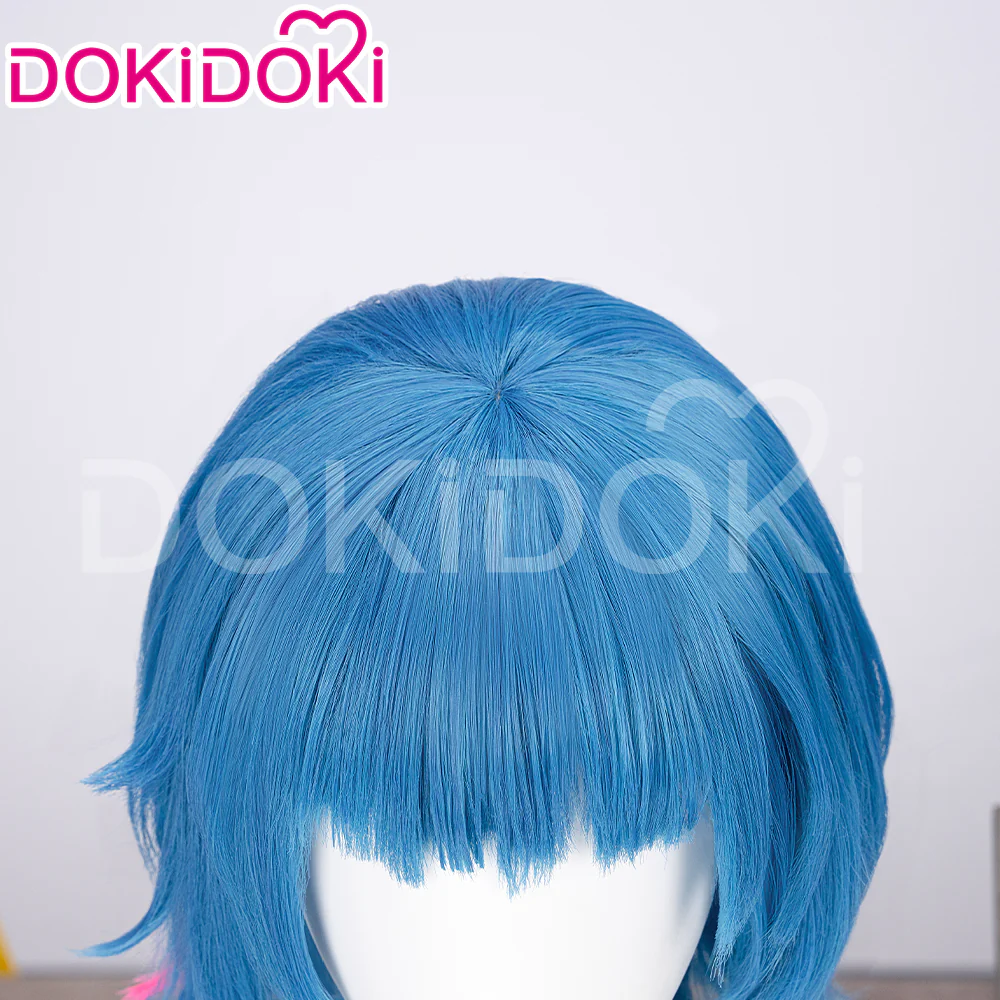 【Partially Ready For Ship】DokiDoki Anime Cosplay Wig / Necklace Short Blue Short / Pigtail / Double Bun Purple Highlights Hair Kids Young Version - Image 11