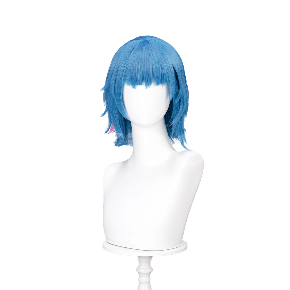 【Partially Ready For Ship】DokiDoki Anime Cosplay Wig / Necklace Short Blue Short / Pigtail / Double Bun Purple Highlights Hair Kids Young Version - Image 12