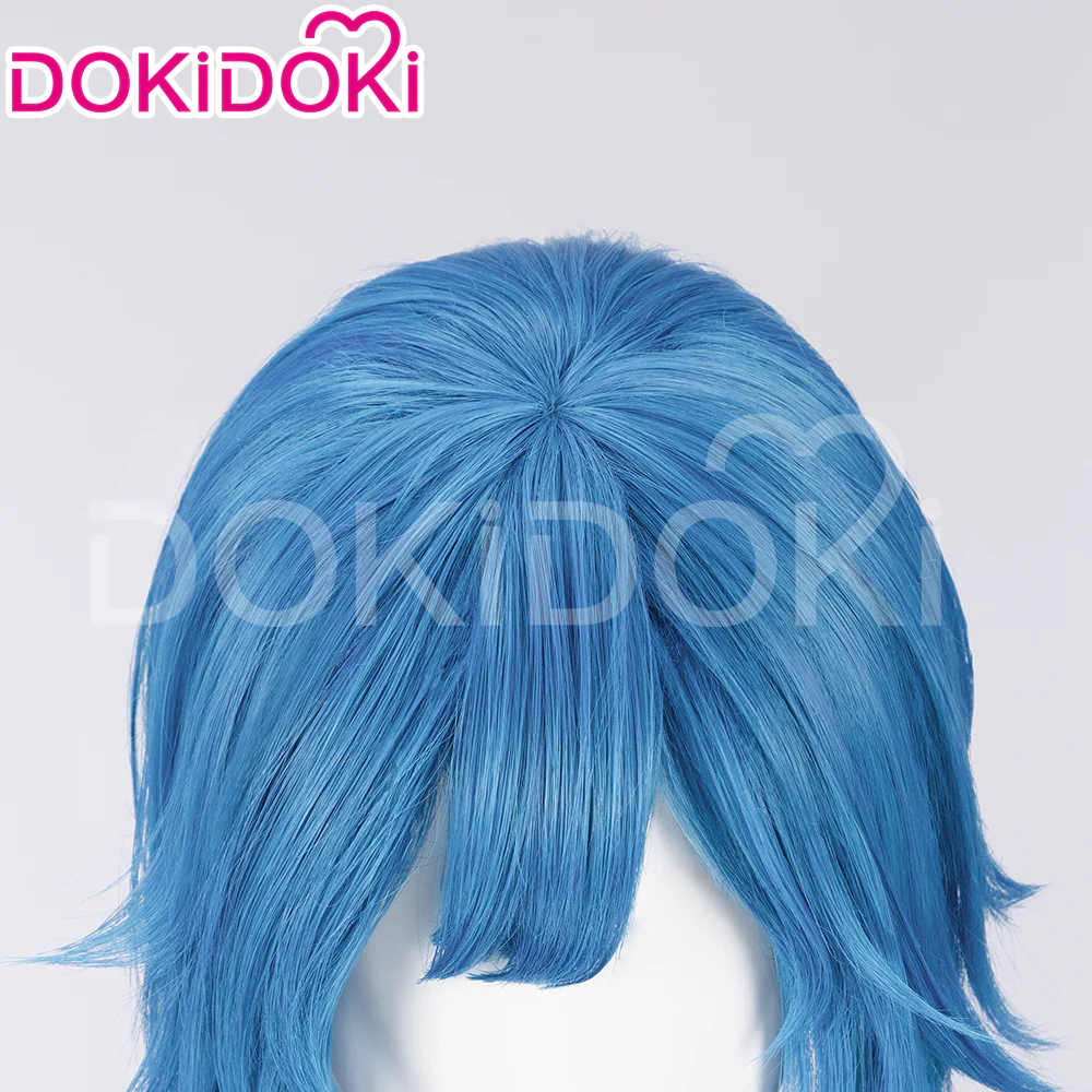 【Partially Ready For Ship】DokiDoki Anime Cosplay Wig / Necklace Short Blue Short / Pigtail / Double Bun Purple Highlights Hair Kids Young Version - Image 5