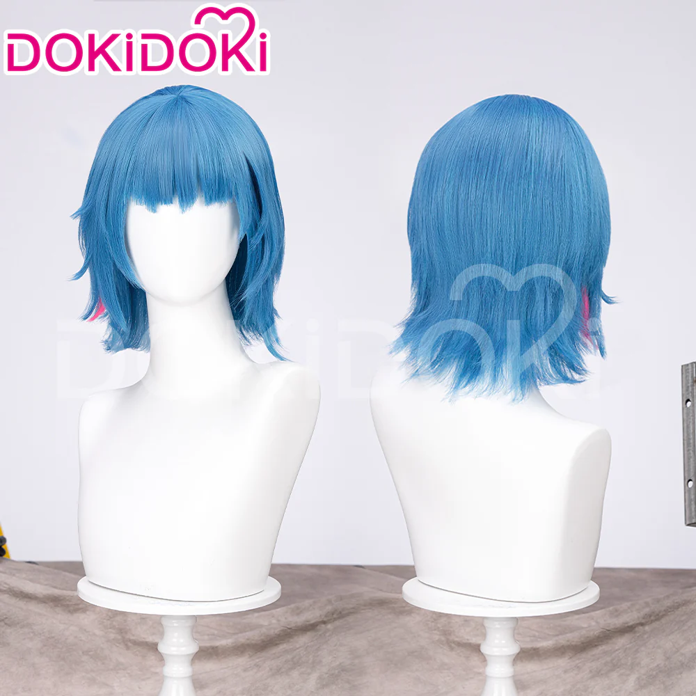 【Partially Ready For Ship】DokiDoki Anime Cosplay Wig / Necklace Short Blue Short / Pigtail / Double Bun Purple Highlights Hair Kids Young Version - Image 8