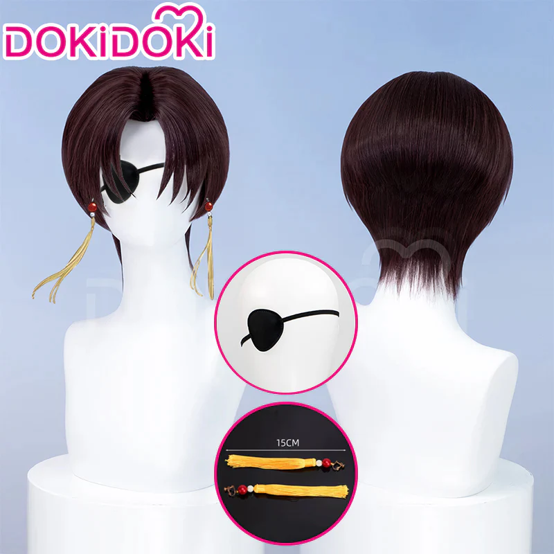 【Ready For Ship】DokiDoki Anime Wind Breaker Cosplay Hayato Suō Wig / Earrings / Eyepatch Short Straight Brown Hair Hayato Suo