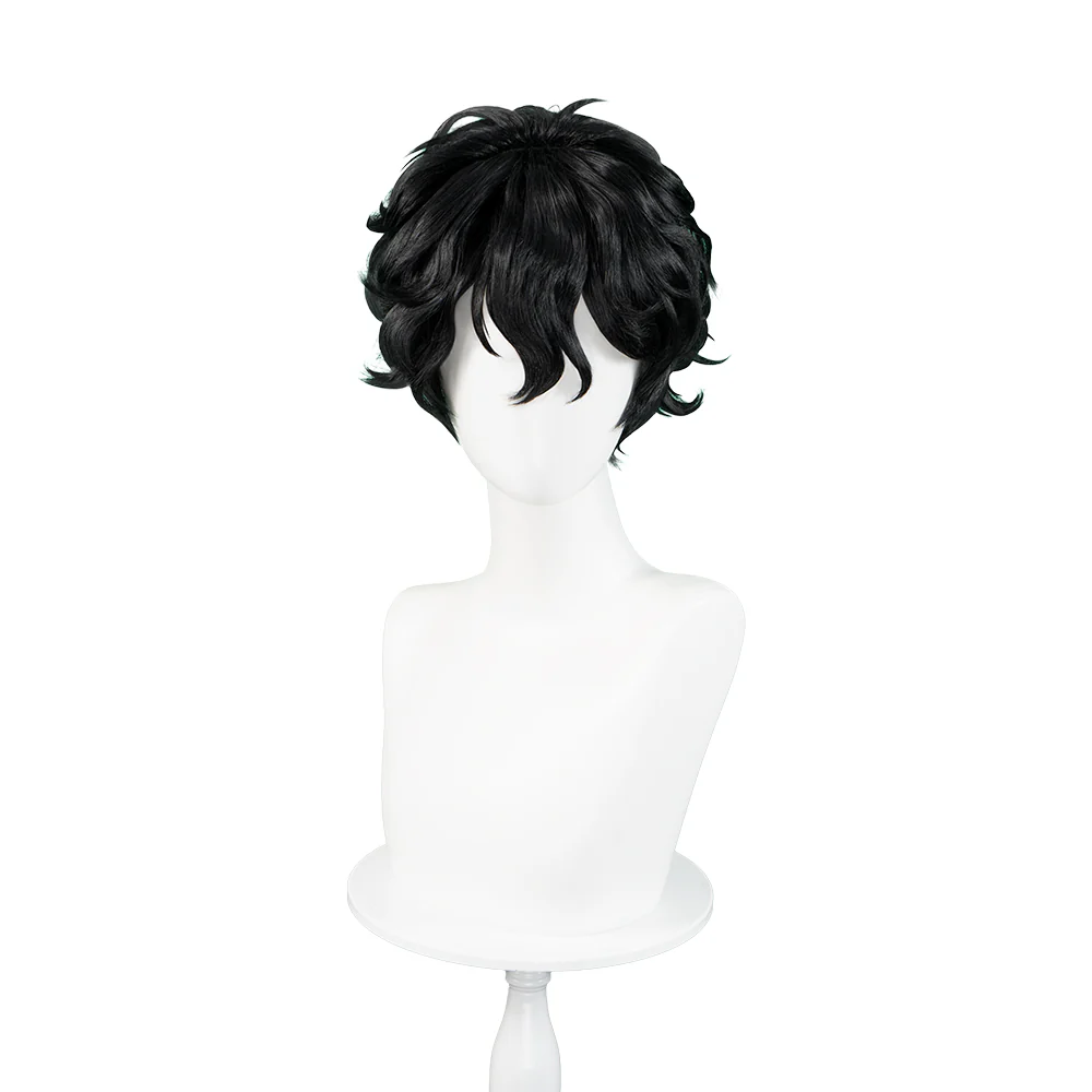 【Ready For Ship】DokiDoki Anime Wind Breaker Cosplay Yamato Endo Wig Short Curly Black Hair - Image 5