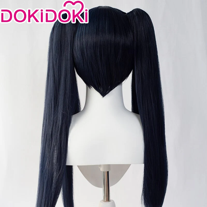 【Ready For Ship】DokiDoki Black Rock Shooter Cosplay Wig  Two Ponytails Hair Long Straight Dark Blue - Image 3