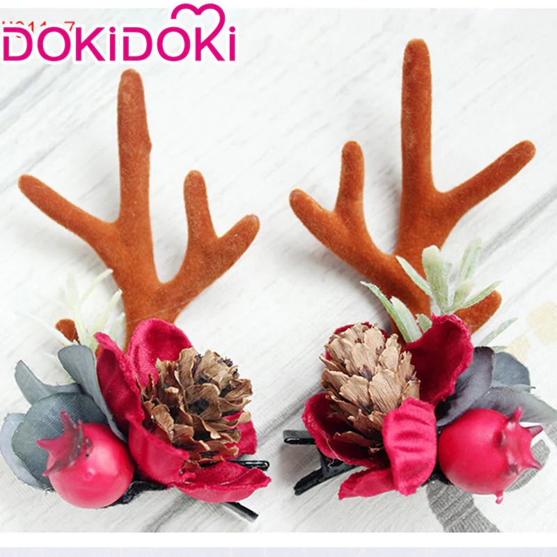 DokiDoki Cosplay Deer Ear Headwear Cute Headband Christmas Antlers Clip Flower Hairpin - Image 11