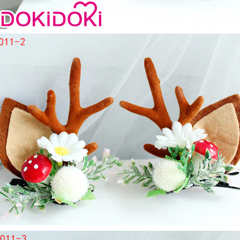 DokiDoki Cosplay Deer Ear Headwear Cute Headband Christmas Antlers Clip Flower Hairpin - Image 6
