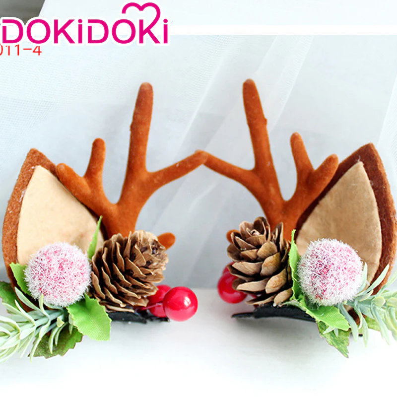 DokiDoki Cosplay Deer Ear Headwear Cute Headband Christmas Antlers Clip Flower Hairpin - Image 8