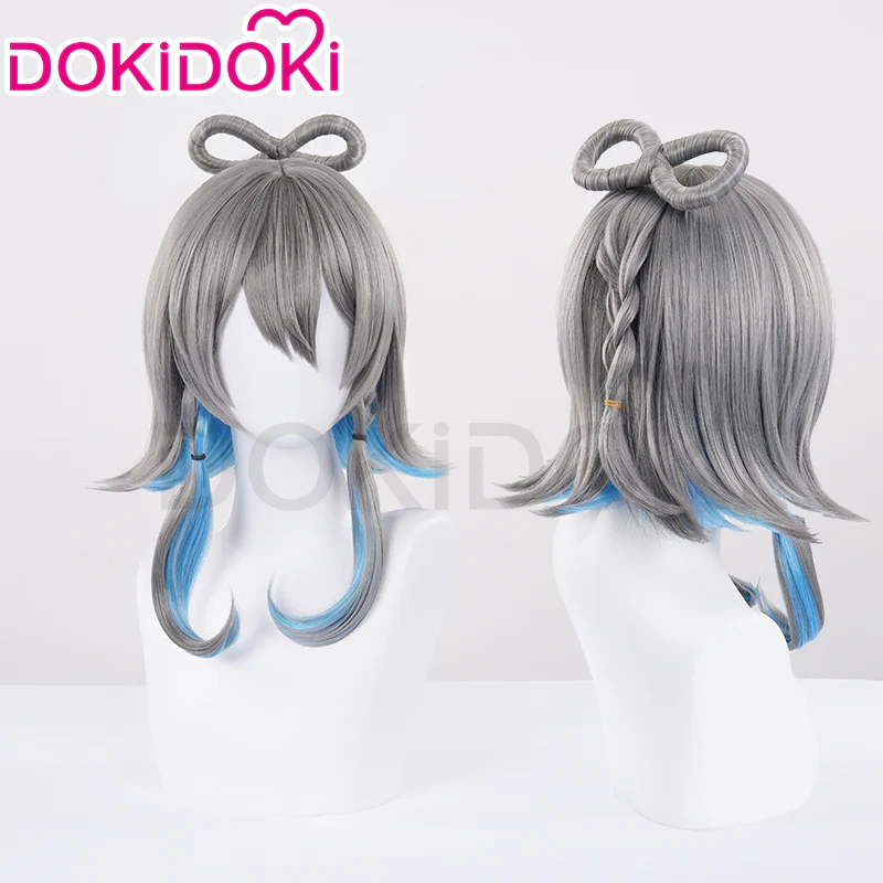 DokiDoki Cosplay Wig Long/Short Straight Grey Blue Wig - Image 2