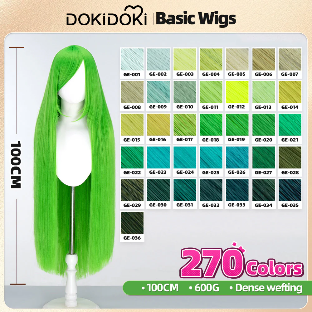 【Partially Ready For Ship】【Green】DokiDoki Cosplay Wig Basic Wig Long Straight Green 100 CM Hair Wig Base