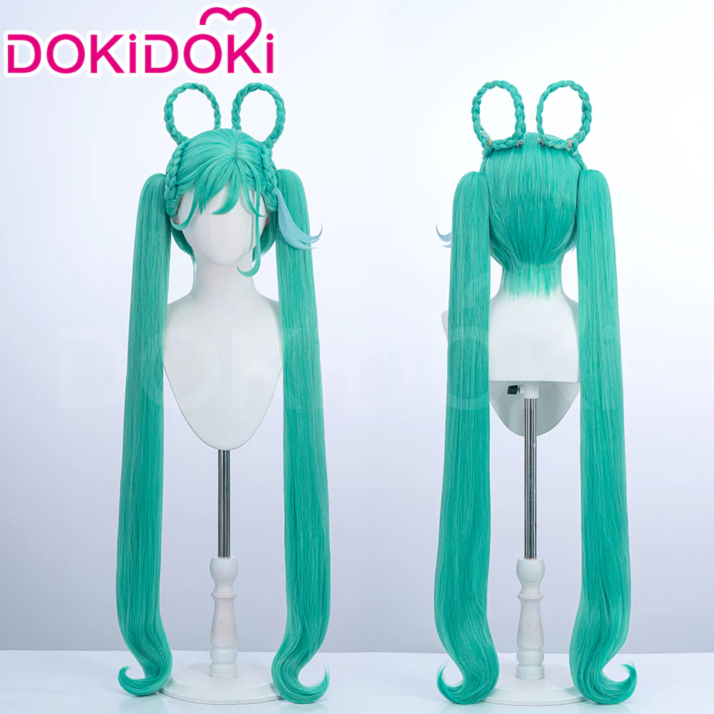 【Ready For Ship】DokiDoki Cosplay Women 2025 Version Wig Long Curly Green Hair Twin Ponytails