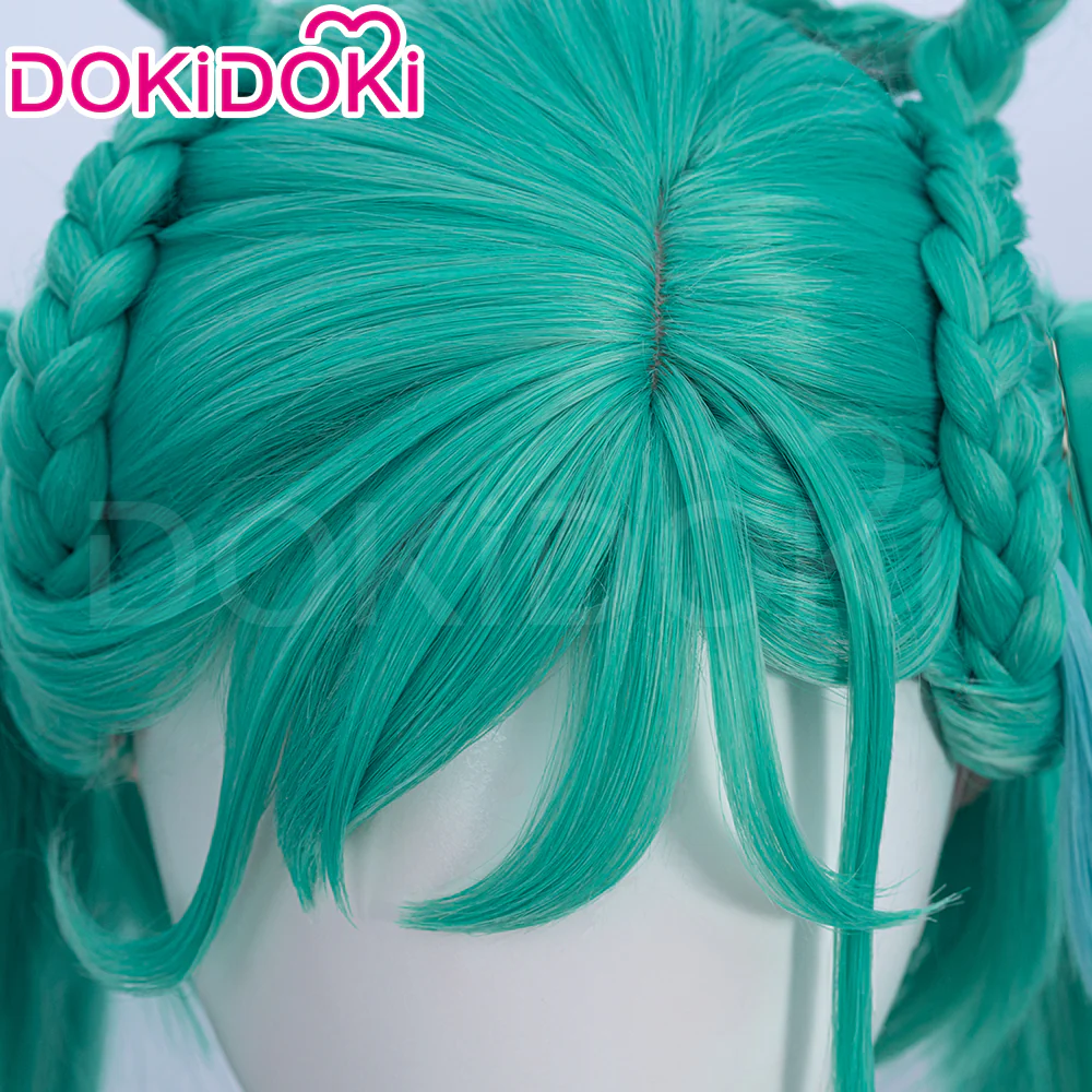 【Ready For Ship】DokiDoki Cosplay Women 2025 Version Wig Long Curly Green Hair Twin Ponytails - Image 4