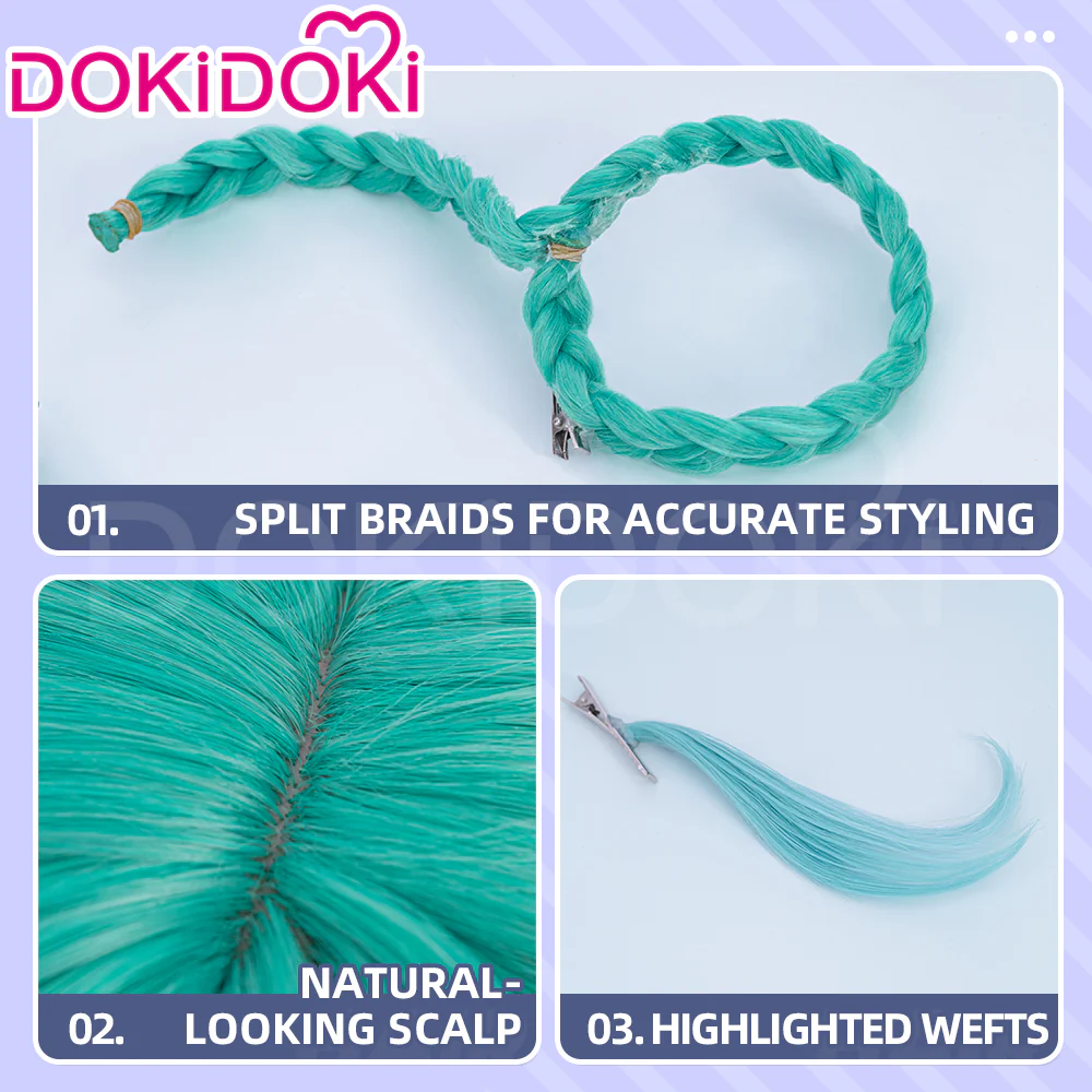 【Ready For Ship】DokiDoki Cosplay Women 2025 Version Wig Long Curly Green Hair Twin Ponytails - Image 5