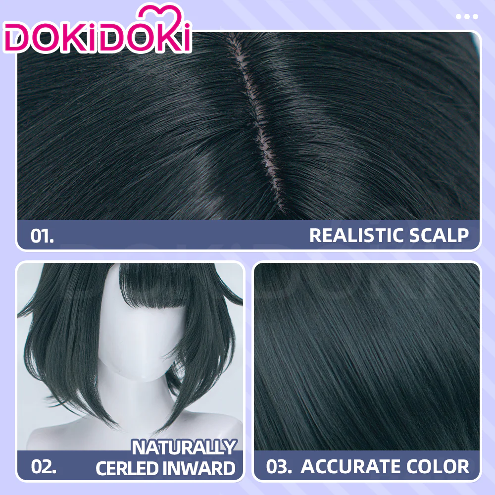 【Black Ver Ready For Ship】DokiDoki Game Arknights: Endfield Cosplay Endministrator Female Wig Short Black Green Hair - Image 11