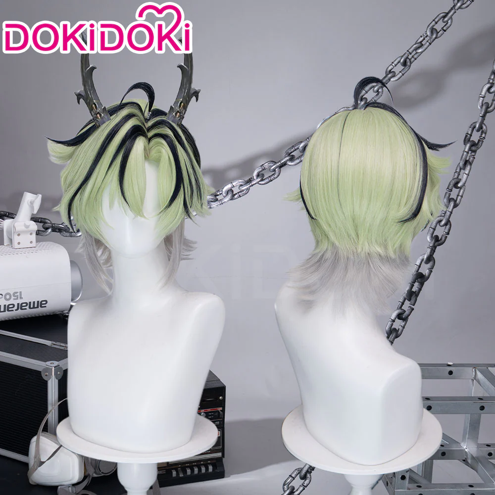 DokiDoki Game Arknights: Endfield Cosplay Lifeng Wig Short Light Green Black Highlight Hair Li Feng