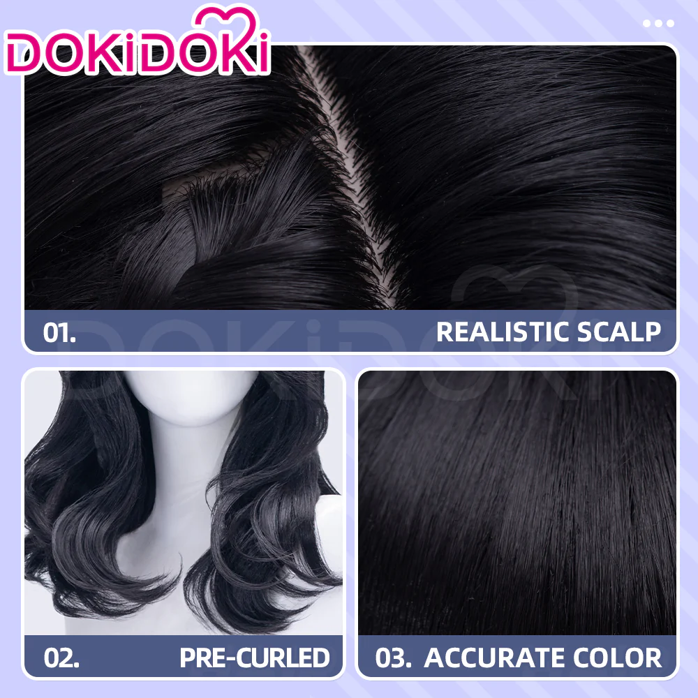 【Ready For Ship】DokiDoki Game Clair Obscur: Expedition 33 Copslay Lune Wig Long Curly Black Hair - Image 5