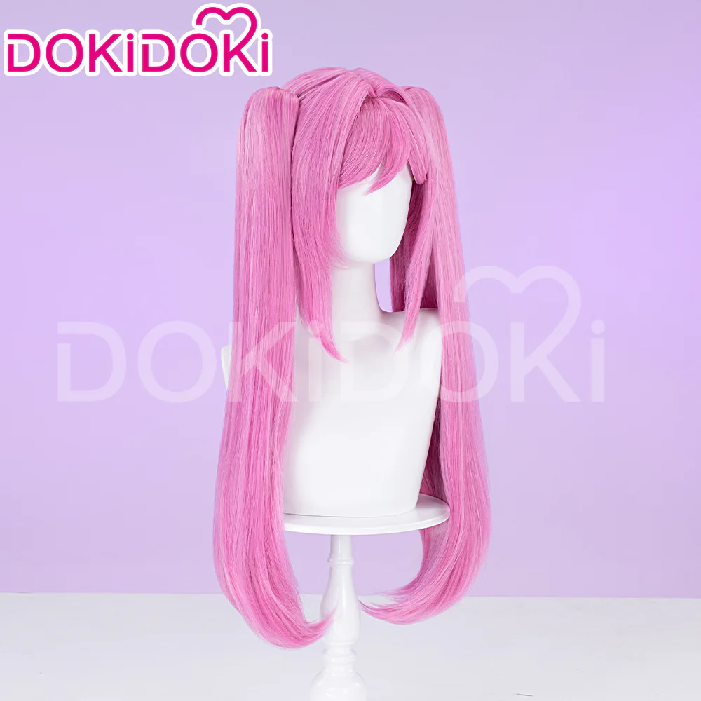 DokiDoki Game Cosaply Wig Women Long Pink Cute Hair - Image 3