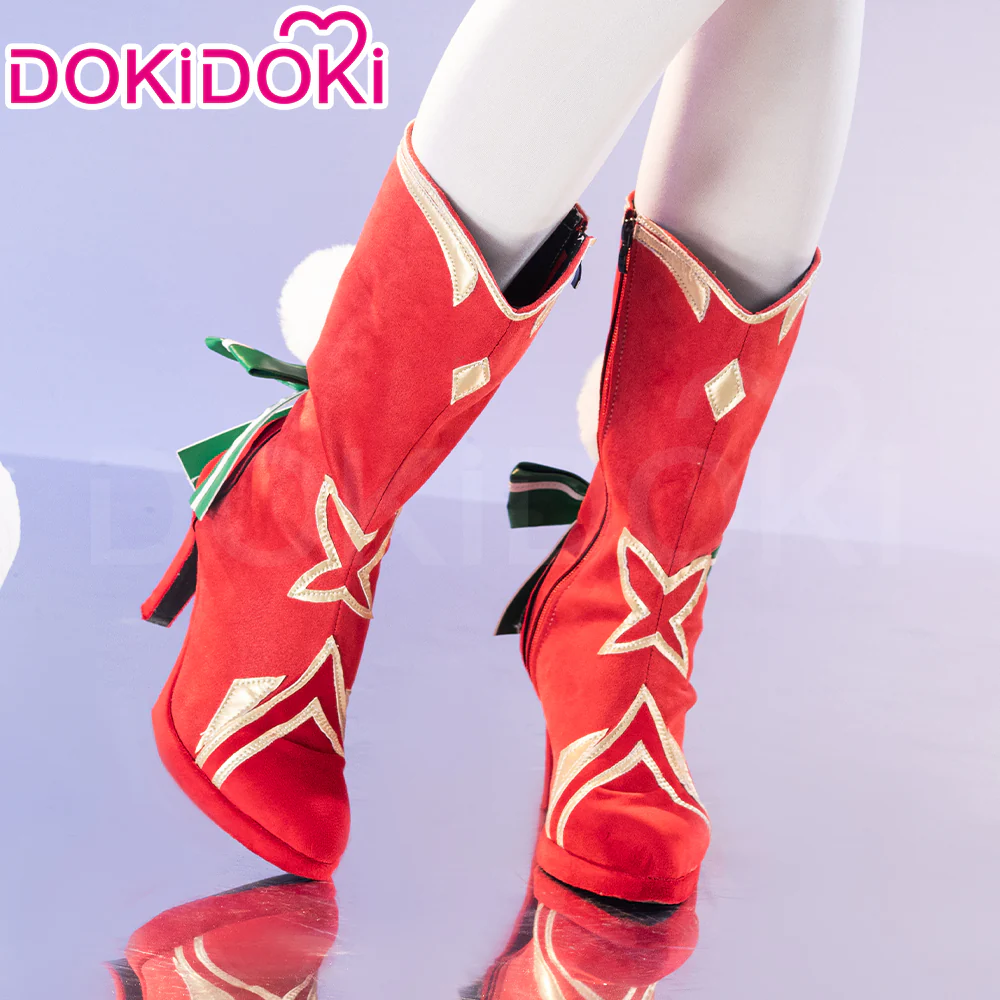 DokiDoki Game Cosplay Christmas Fox Shoes Doujin Red Cute High Heel Boots