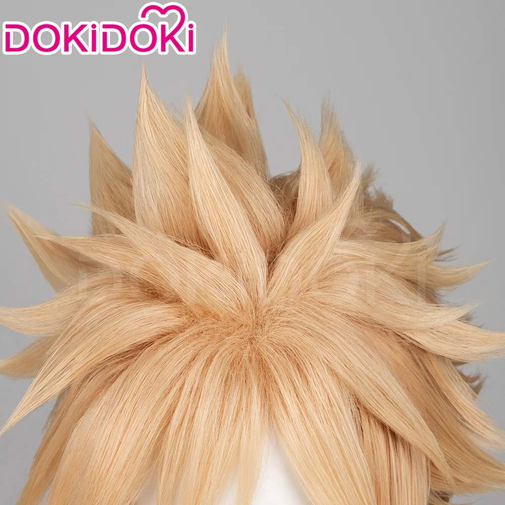 【Ready For Ship】DokiDoki Game Cosplay Clloud Wig Short Straight Blonde Hair Double Ponytail Braid Dress - Image 4