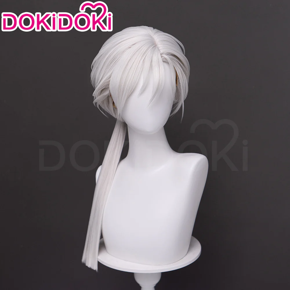 【Ready For Ship】DokiDoki Game Cosplay Fox Guy Wig / Mask / Earring Long Straight Ponytail White Hair - Image 3
