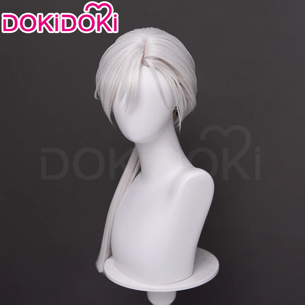 【Ready For Ship】DokiDoki Game Cosplay Fox Guy Wig / Mask / Earring Long Straight Ponytail White Hair - Image 4