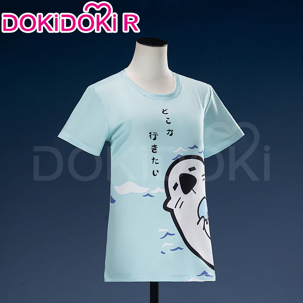 【Size S-5XL】DokiDoki Game Cosplay Hanaasato Minoori Costume Blue Seal T-Shirt My First Vocal Range Check! - Image 6