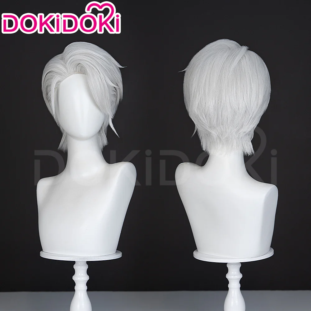 【Ready For Ship】DokiDoki Game Cosplay Men Wig Short Straight Silver Hair