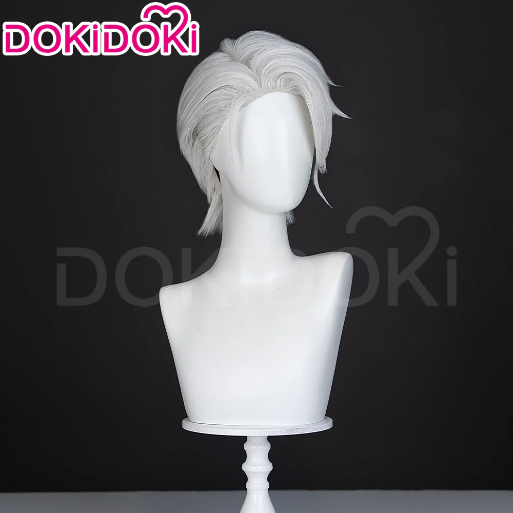 【Ready For Ship】DokiDoki Game Cosplay Men Wig Short Straight Silver Hair - Image 2