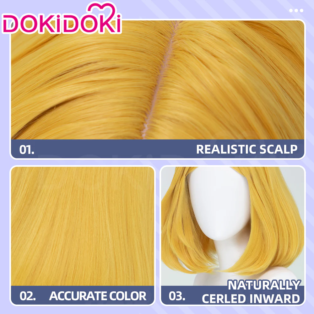 DokiDoki Game Cosplay Orange Wig Short Slightly Curly - Image 5