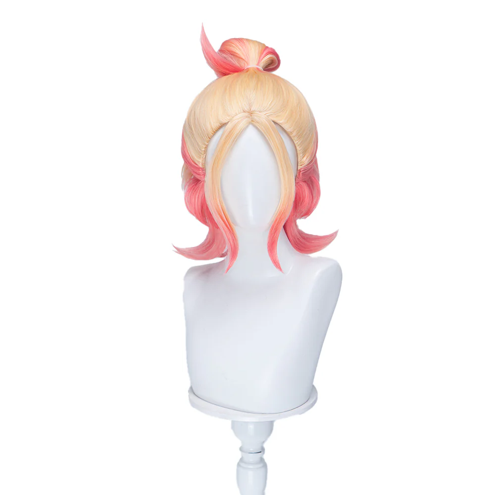 【Ready For Ship】DokiDoki Game Cosplay Trainer Wig Short Blonde Peach Pink Gradient Hair - Image 5