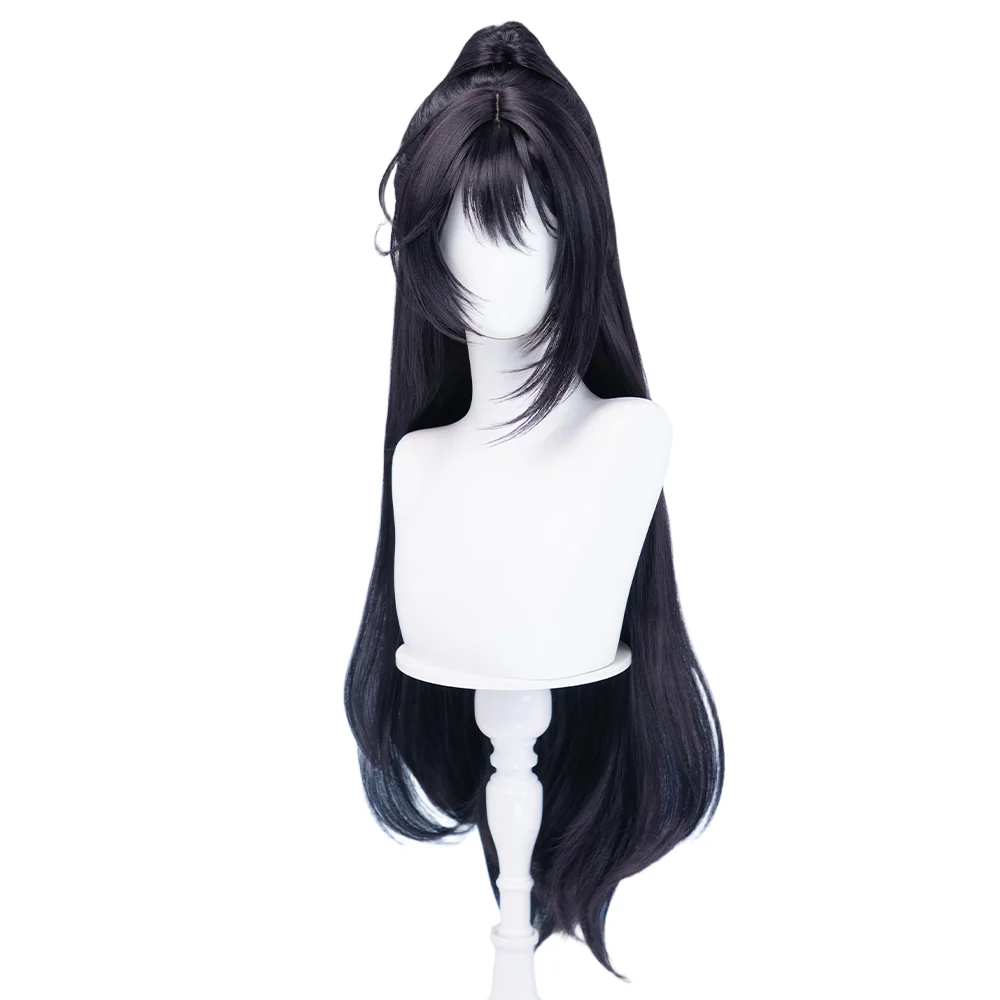 DokiDoki Game Cosplay Wig Long Black Hair High Ponytail - Image 5