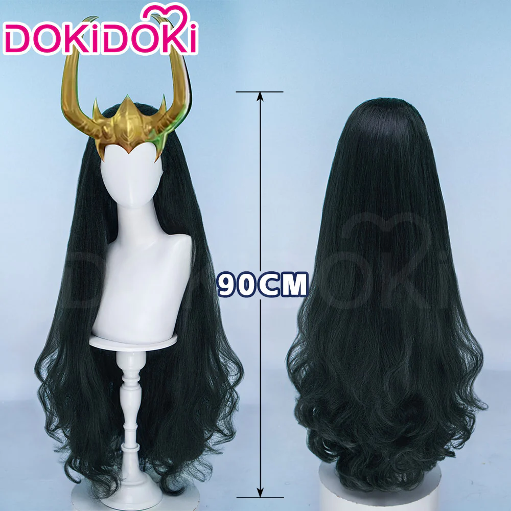 DokiDoki Game Cosplay Wig Long Curly Dark Green Hair