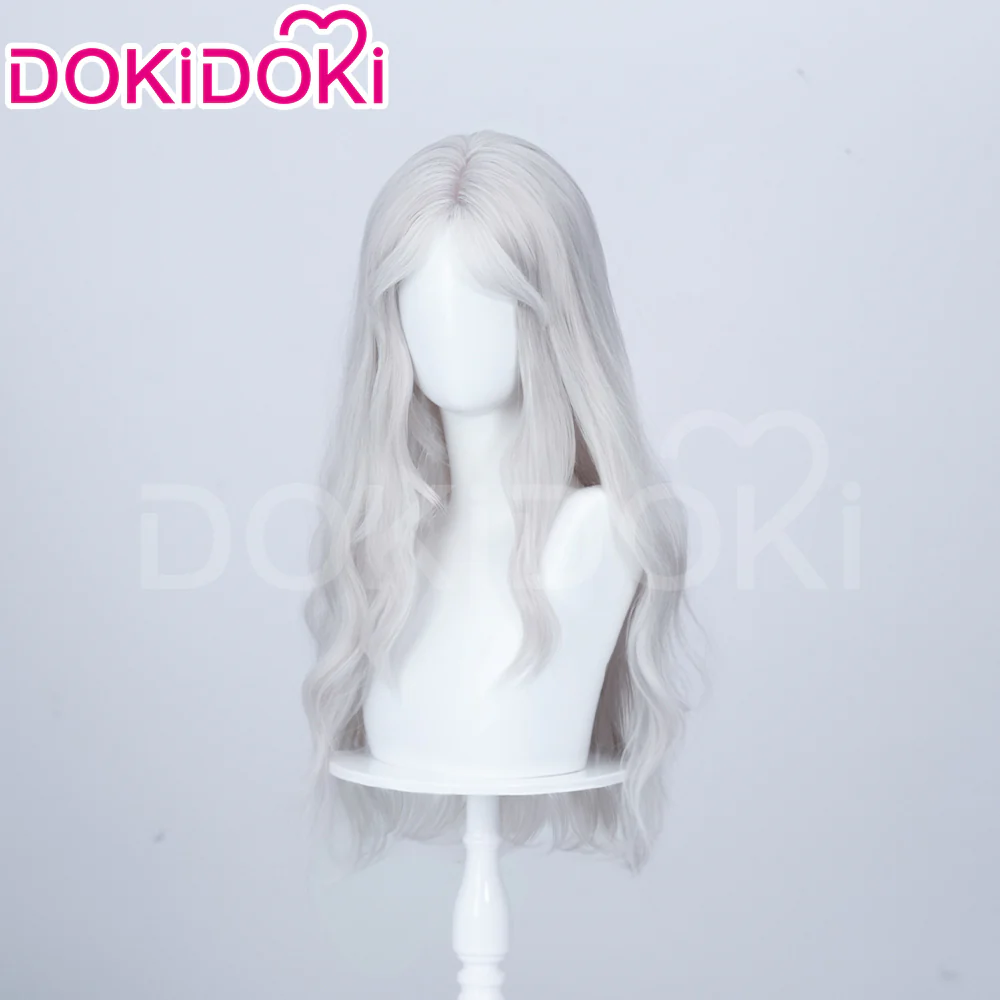 【Ready For Ship】DokiDoki Game Cosplay Wig Long Curly Silver Hair - Image 2