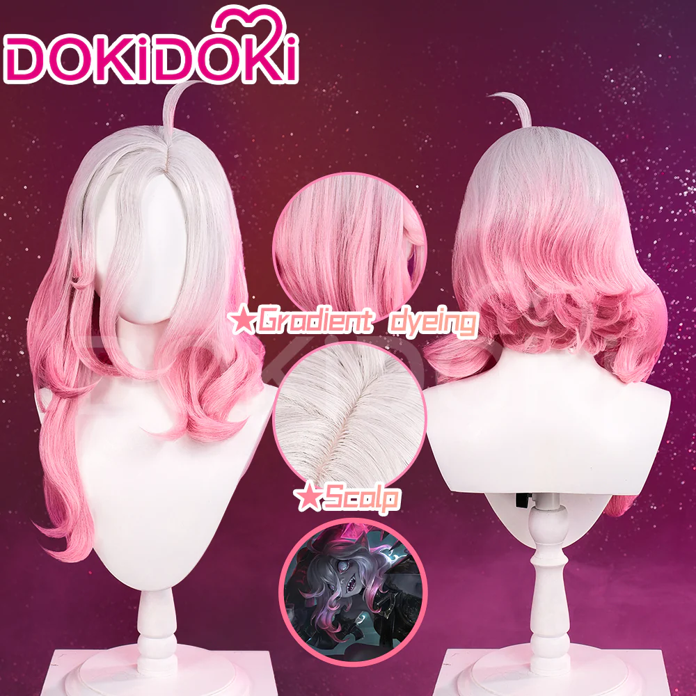 【Ready For Ship】DokiDoki Game Cosplay Wig Long White Pink Hair