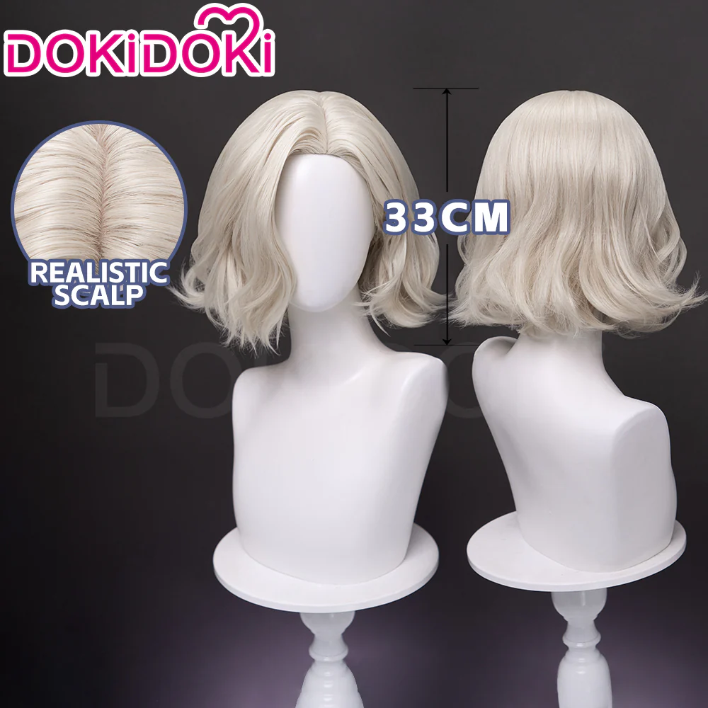 DokiDoki Game Cosplay Wig Short Curly Blonde Hair - Image 2