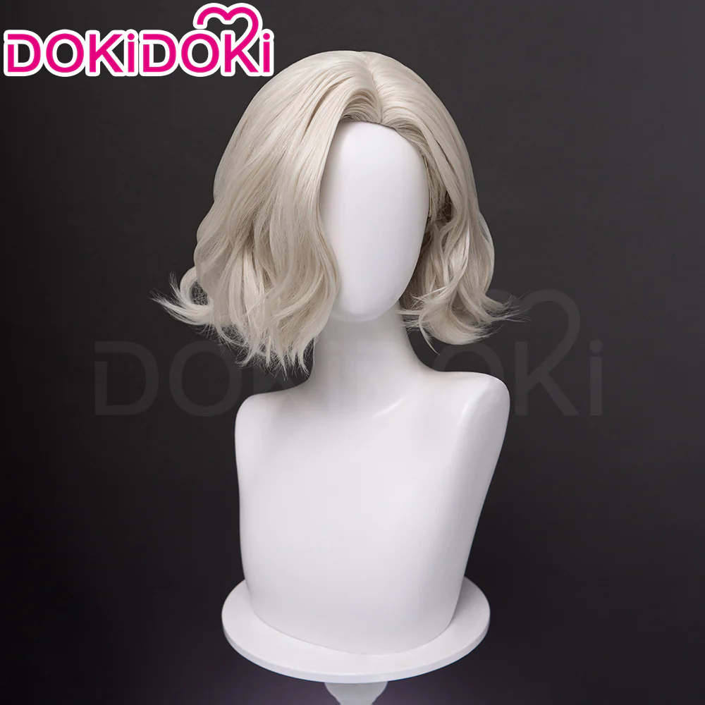 DokiDoki Game Cosplay Wig Short Curly Blonde Hair - Image 4