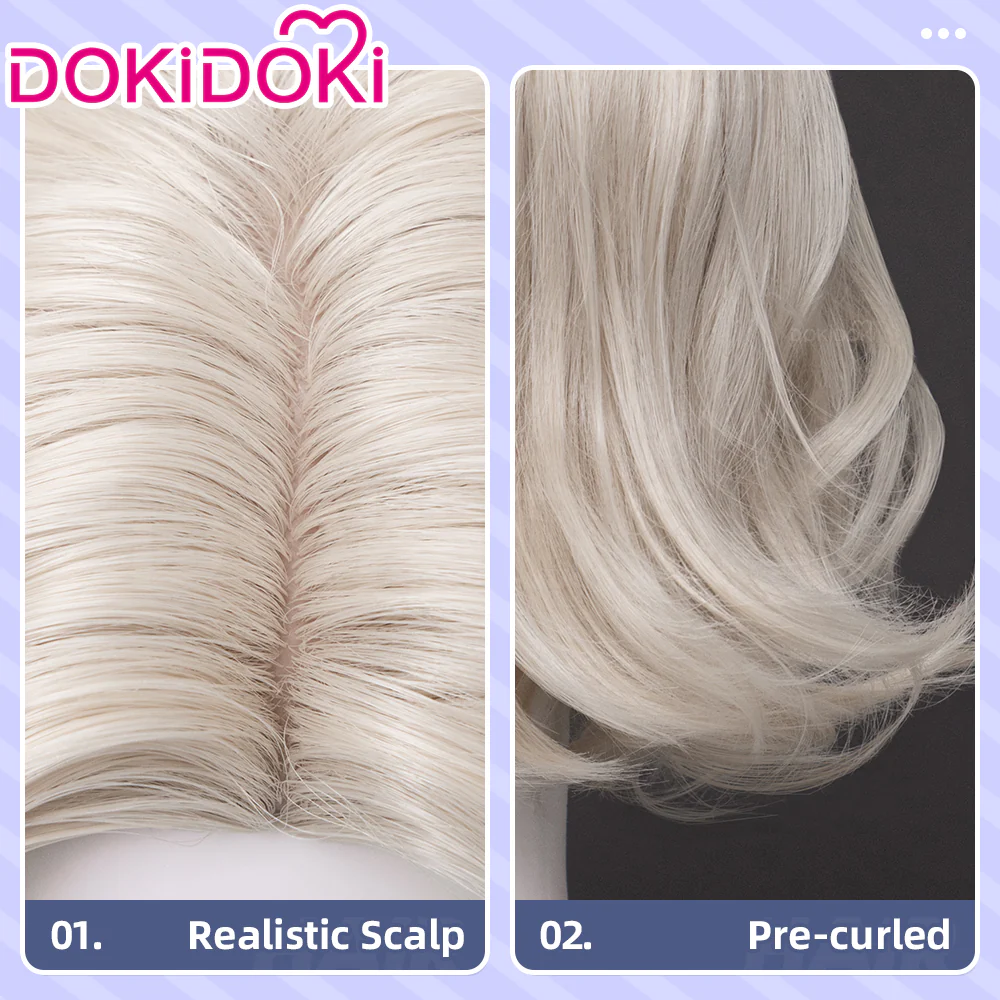 DokiDoki Game Cosplay Wig Short Curly Blonde Hair - Image 5