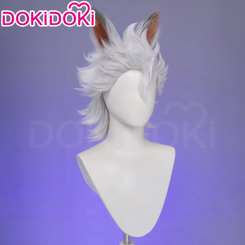 【Ready For Ship】DokiDoki Game Cosplay Wig Short Curly Silver Hair Wolf - Image 3