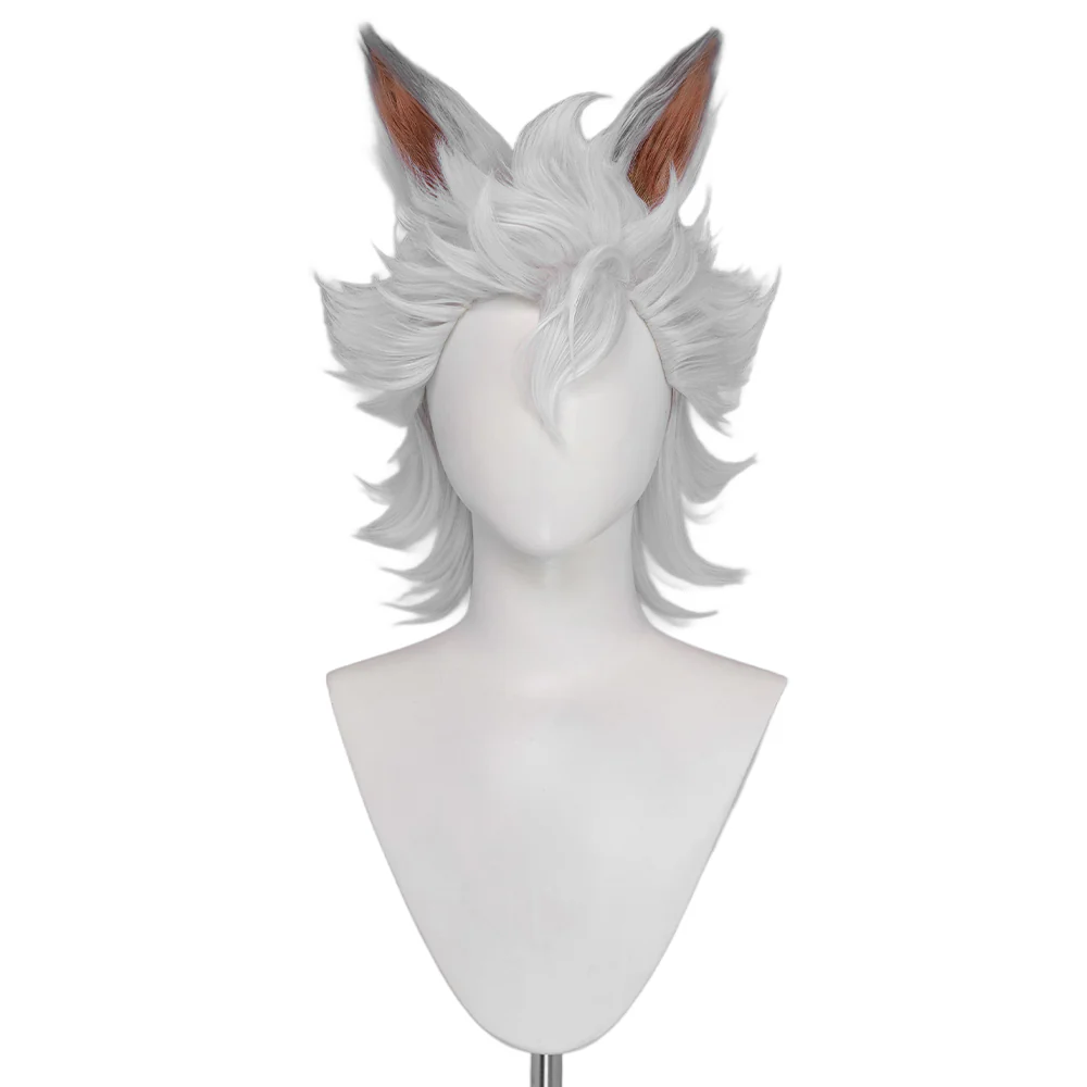 【Ready For Ship】DokiDoki Game Cosplay Wig Short Curly Silver Hair Wolf - Image 5